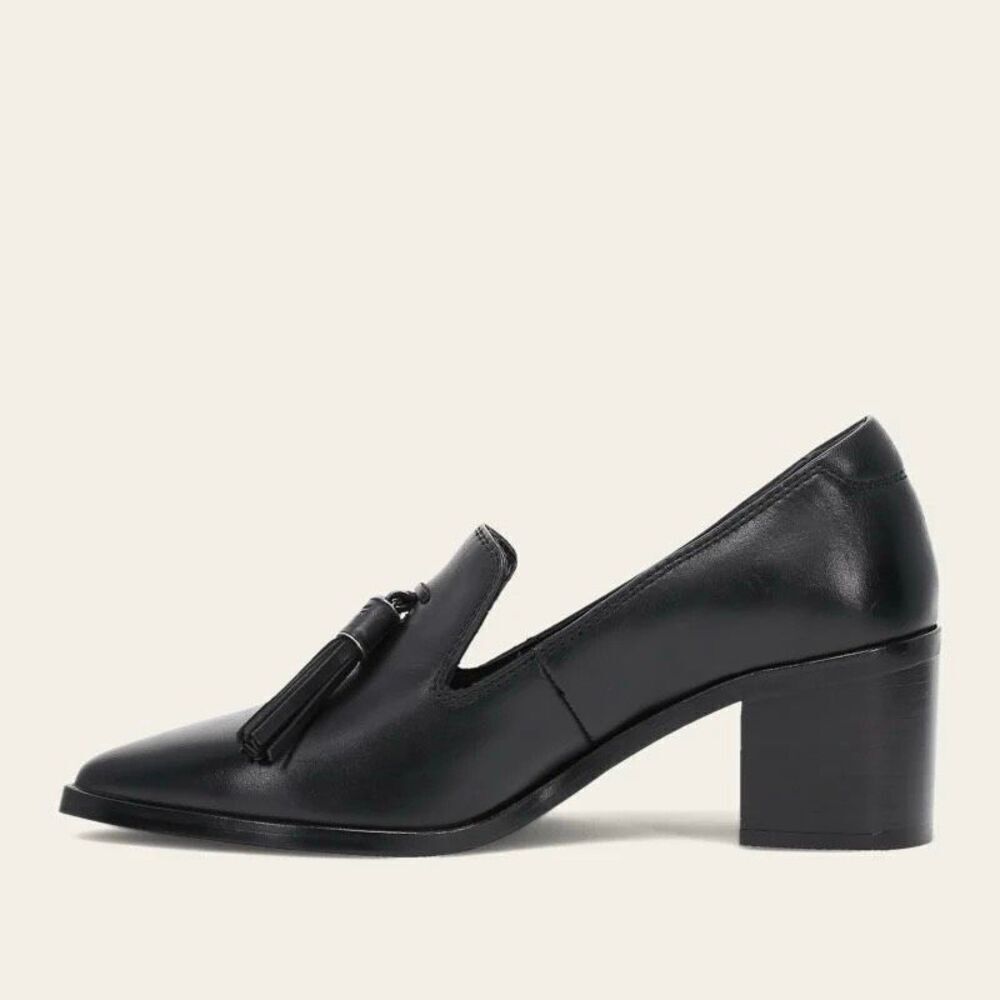 NWT  Frye Suede Leather Sadie Venetian Tassel Block Heel Loafers Black Size 11M - Picture 4 of 8